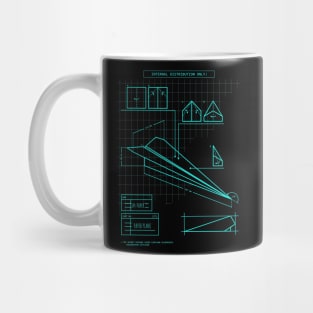 Top secret origami paper plane engineering blueprints (in turquoise) Mug